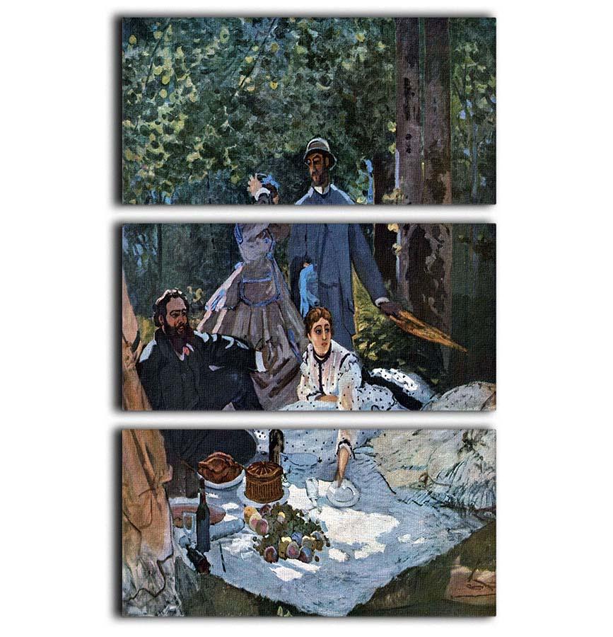 The breakfast outdoors central section by Monet 3 Split Panel Canvas Print - Canvas Art Rocks - 1