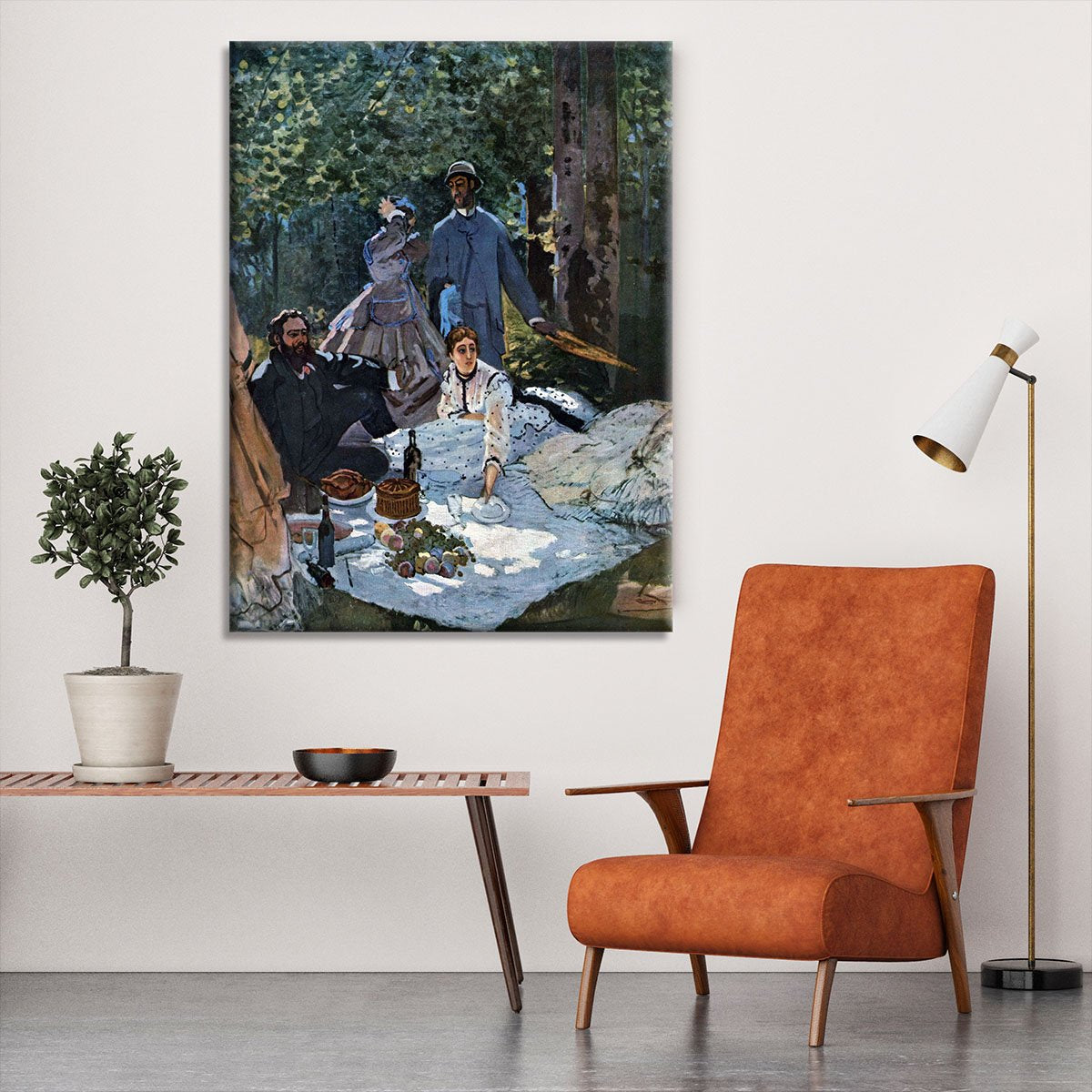 The breakfast outdoors central section by Monet Canvas Print or Poster