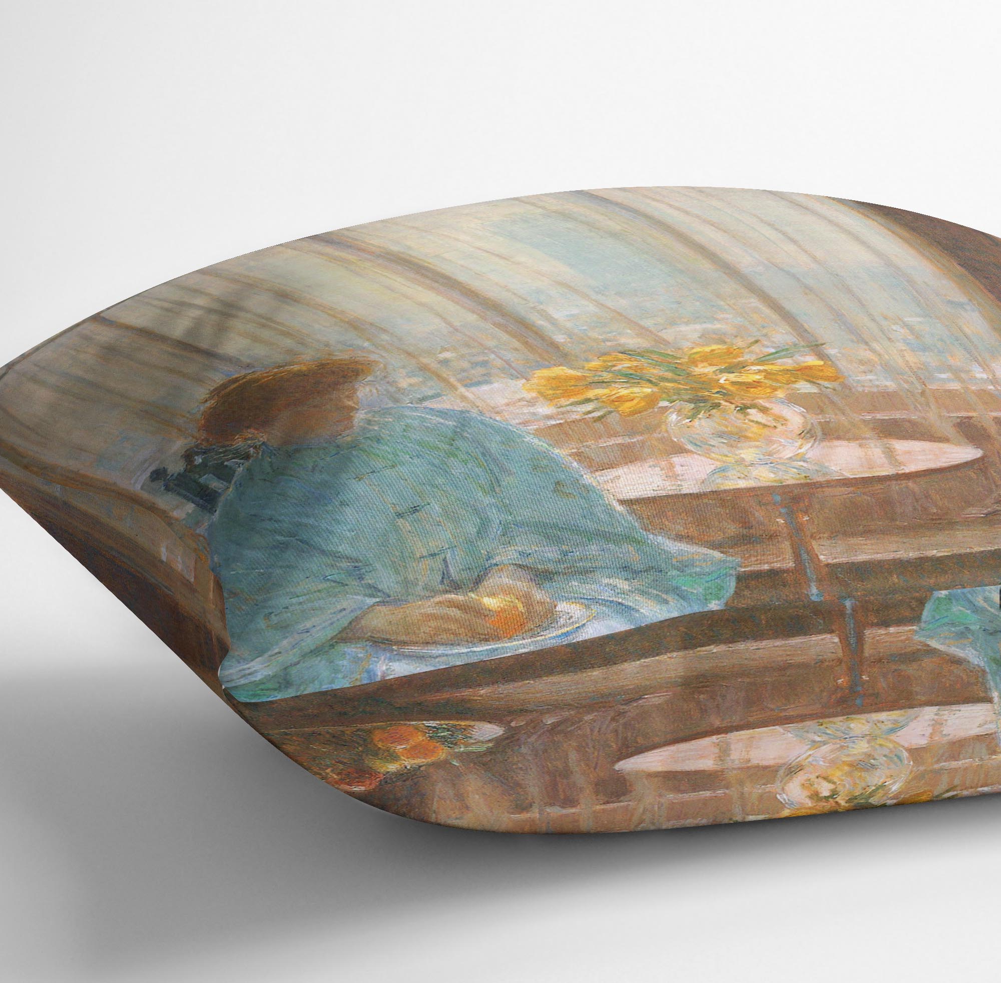 The breakfast room winter morning by Hassam Cushion - Canvas Art Rocks - 3