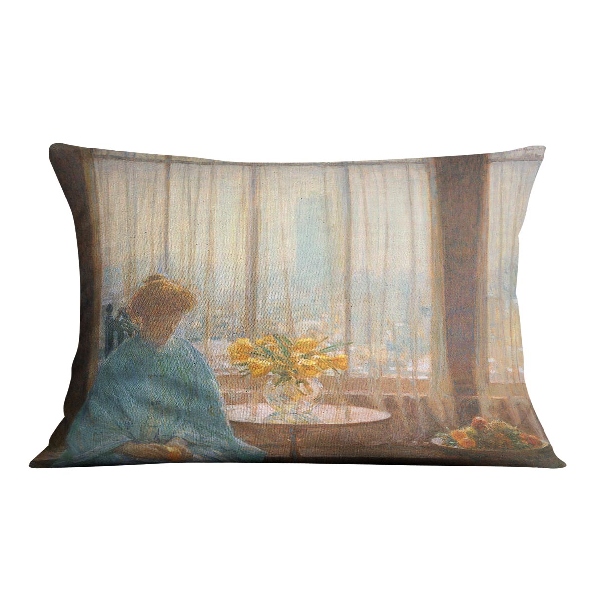 The breakfast room winter morning by Hassam Cushion - Canvas Art Rocks - 4