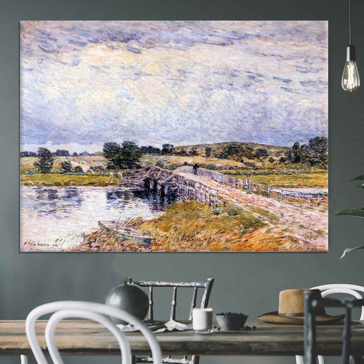 The bridge from Old Lyme by Hassam Canvas Print or Poster