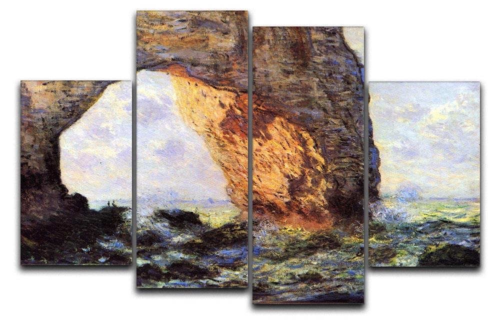 The cliff at Etretat by Monet 4 Split Panel Canvas  - Canvas Art Rocks - 1