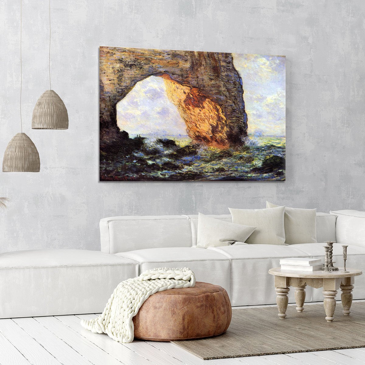 The cliff at Etretat by Monet Canvas Print or Poster