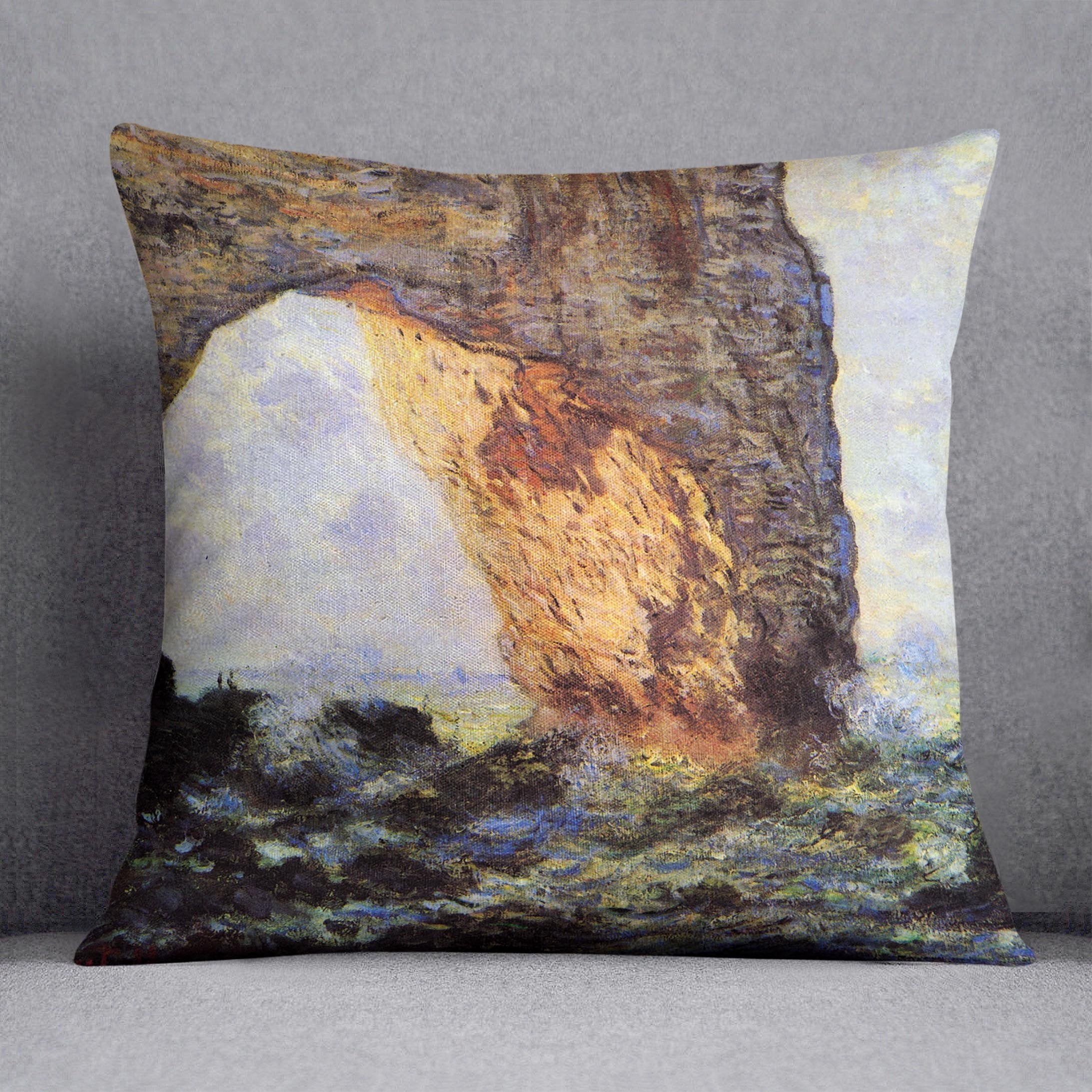 The cliff at Etretat by Monet Throw Pillow