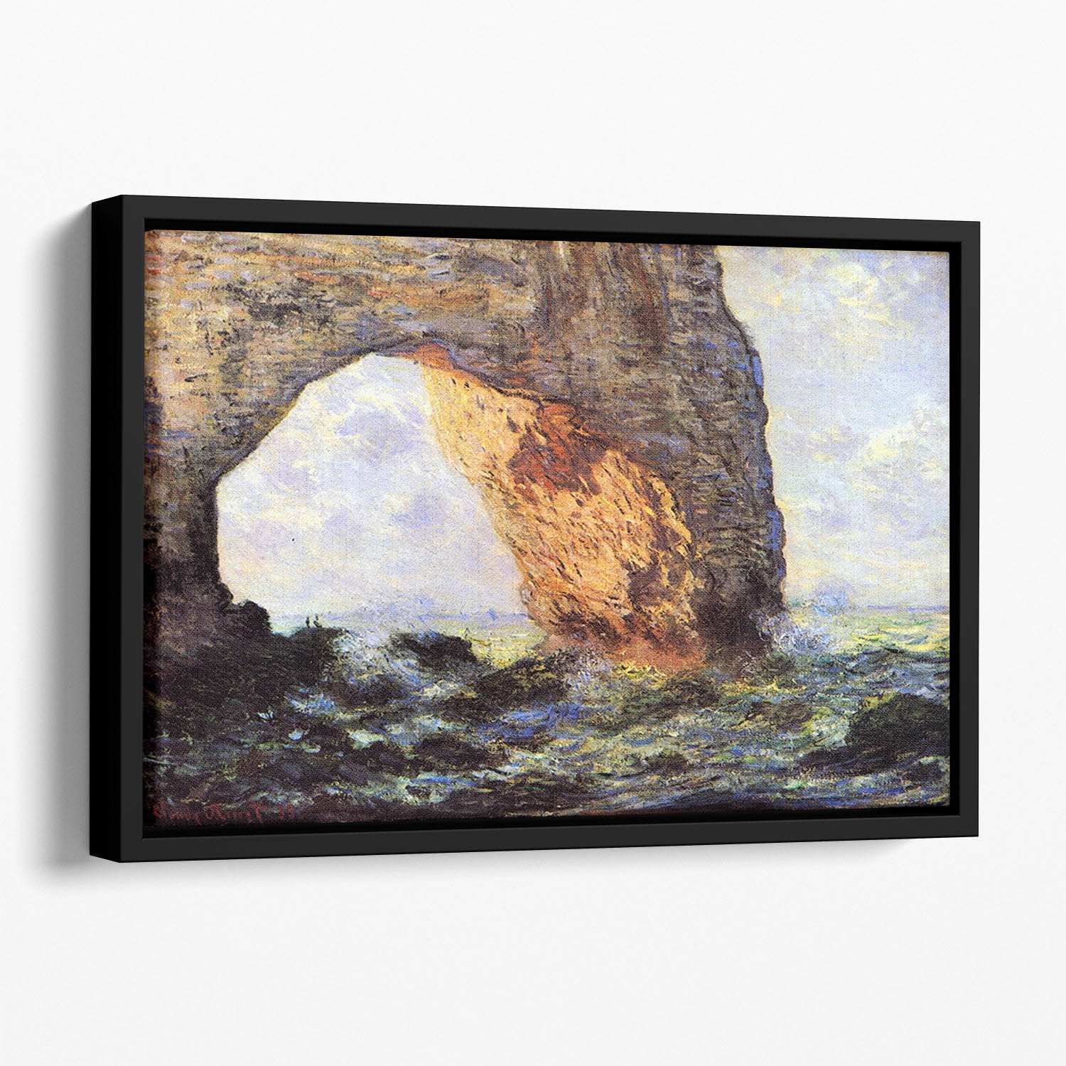 The cliff at Etretat by Monet Floating Framed Canvas
