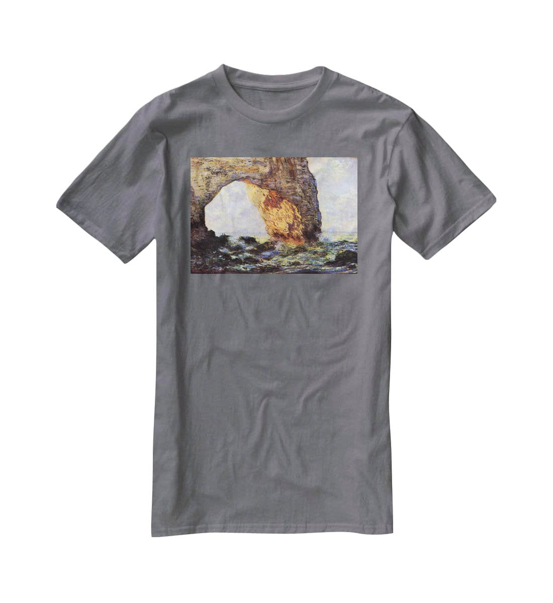 The cliff at Etretat by Monet T-Shirt - Canvas Art Rocks - 3