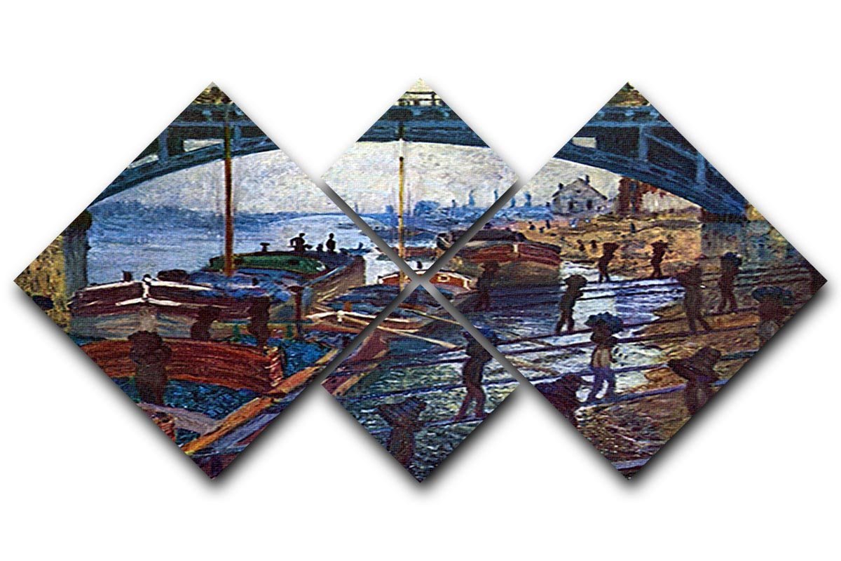 The coal carrier by Monet 4 Square Multi Panel Canvas  - Canvas Art Rocks - 1