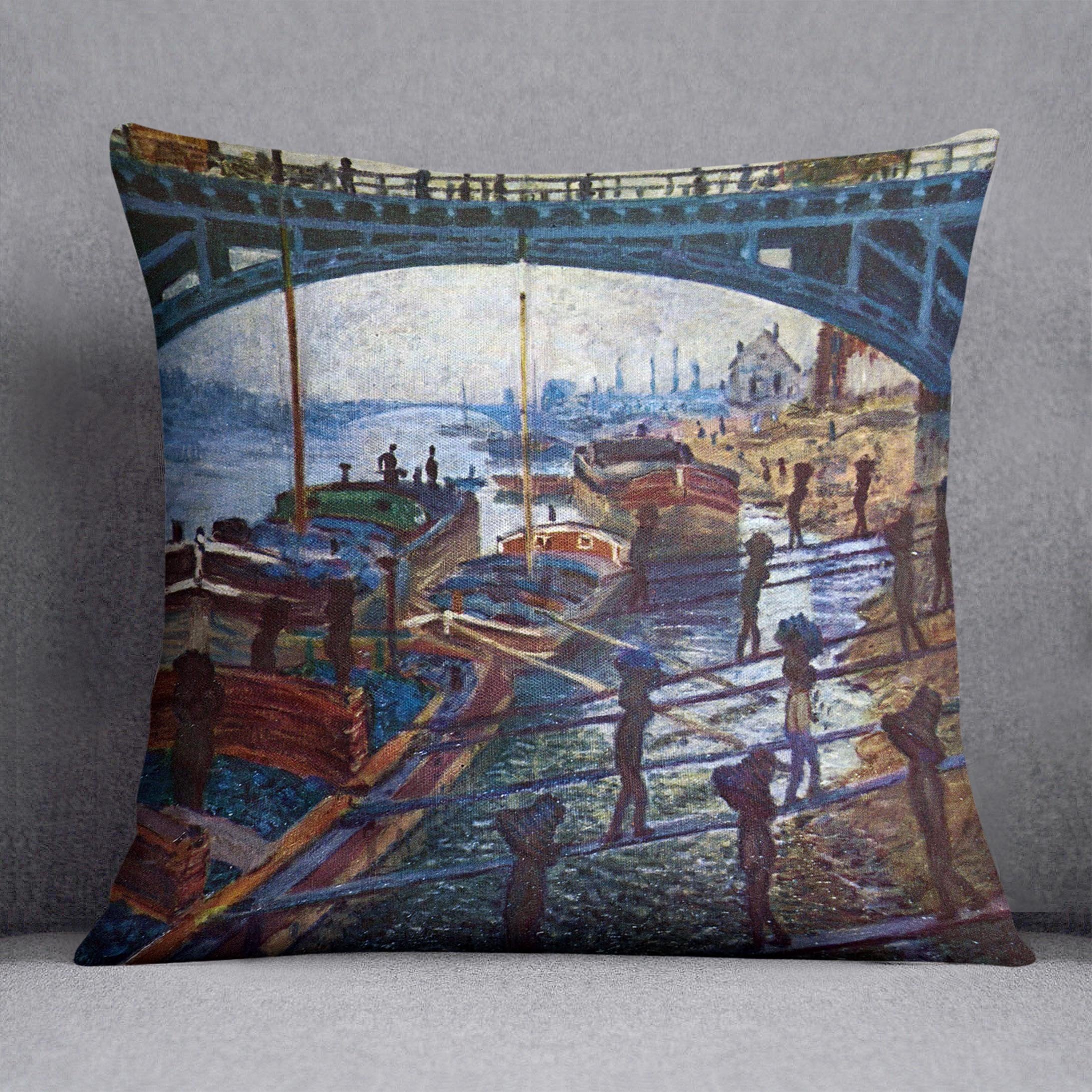 The coal carrier by Monet Throw Pillow