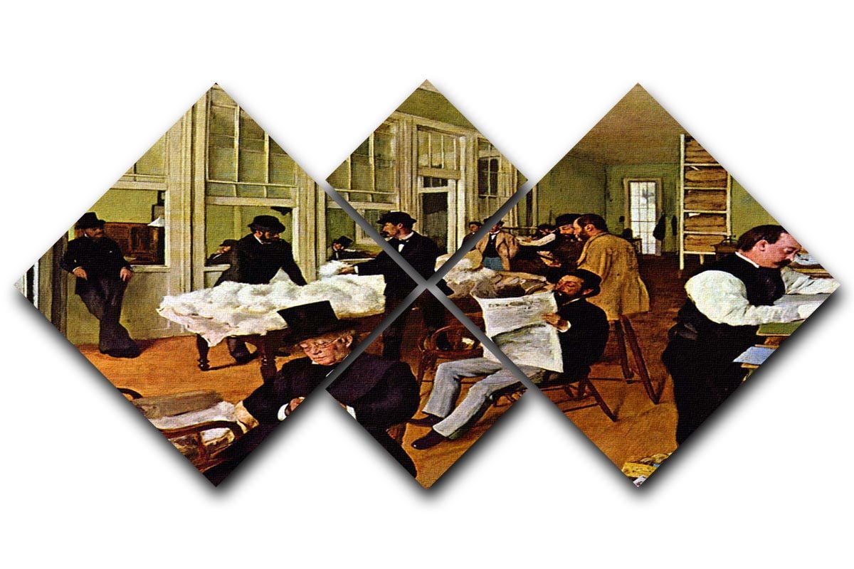 The cotton office in New Orleans by Degas 4 Square Multi Panel Canvas - Canvas Art Rocks - 1