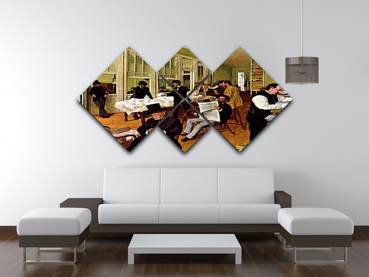 The cotton office in New Orleans by Degas 4 Square Multi Panel Canvas - Canvas Art Rocks - 3