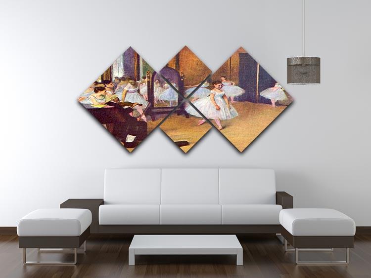 The dance hall by Degas 4 Square Multi Panel Canvas - Canvas Art Rocks - 3