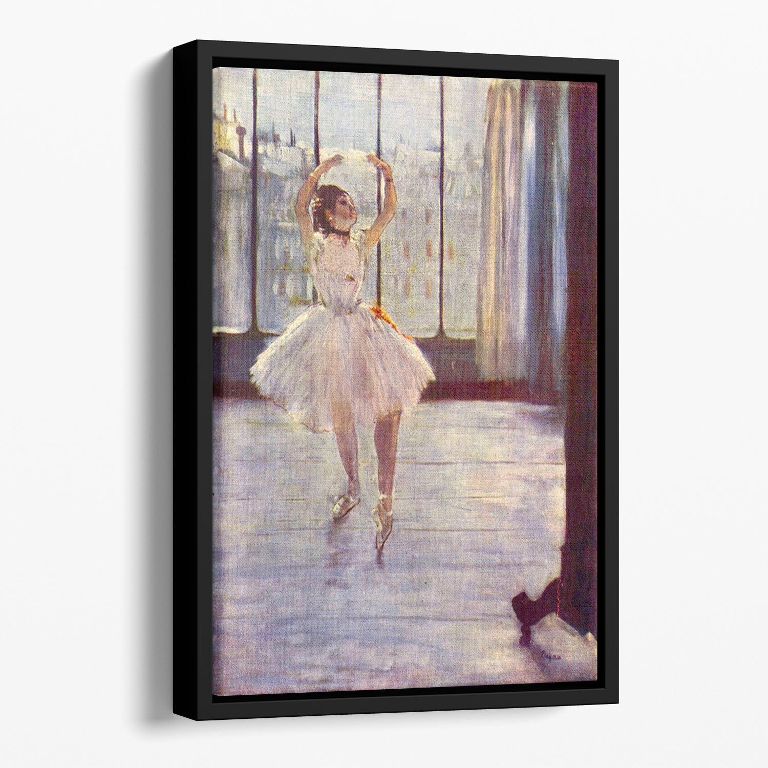 The dancer at the photographer by Degas Floating Framed Canvas