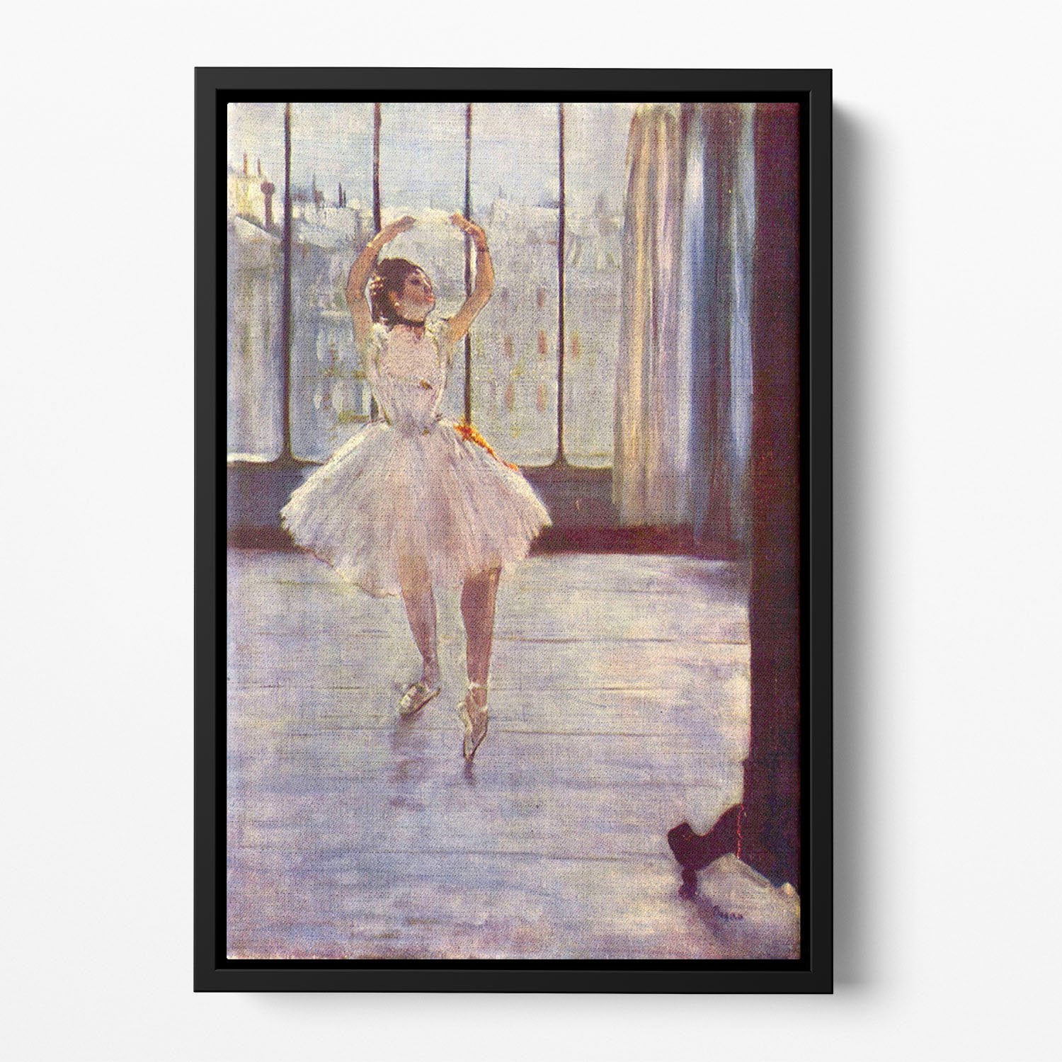 The dancer at the photographer by Degas Floating Framed Canvas