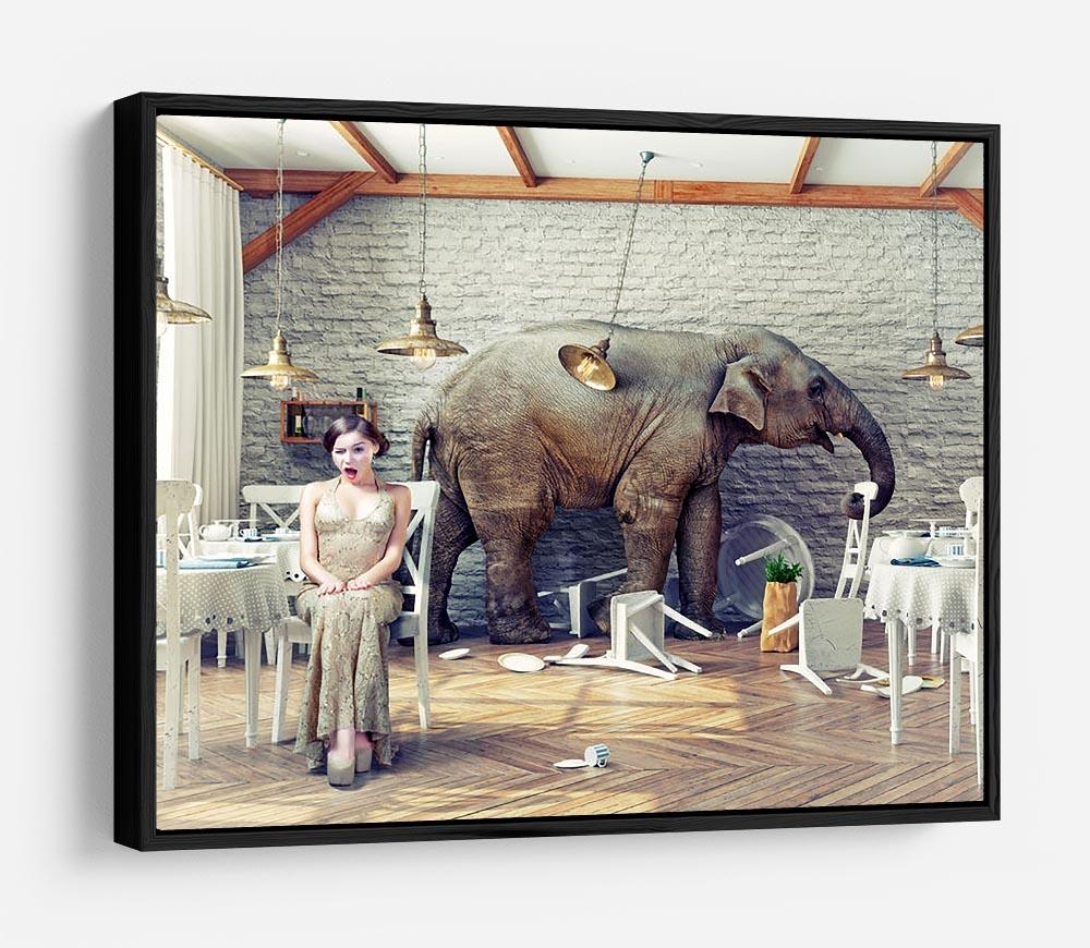 The elephant calm in a restaurant interior. photo combination concept HD Metal Print - Canvas Art Rocks - 6