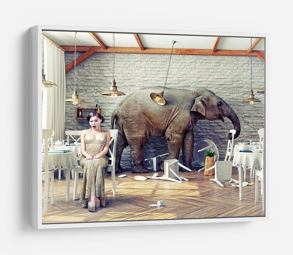 The elephant calm in a restaurant interior. photo combination concept HD Metal Print - Canvas Art Rocks - 7
