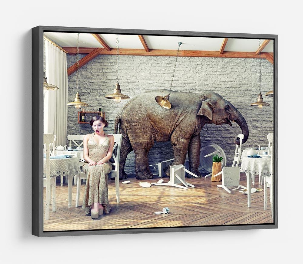 The elephant calm in a restaurant interior. photo combination concept HD Metal Print - Canvas Art Rocks - 9