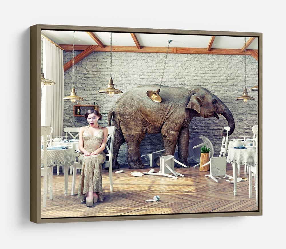 The elephant calm in a restaurant interior. photo combination concept HD Metal Print - Canvas Art Rocks - 10