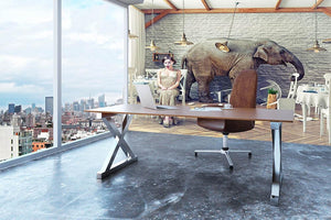 The elephant calm in a restaurant interior. photo combination concept Wall Mural Wallpaper - Canvas Art Rocks - 3