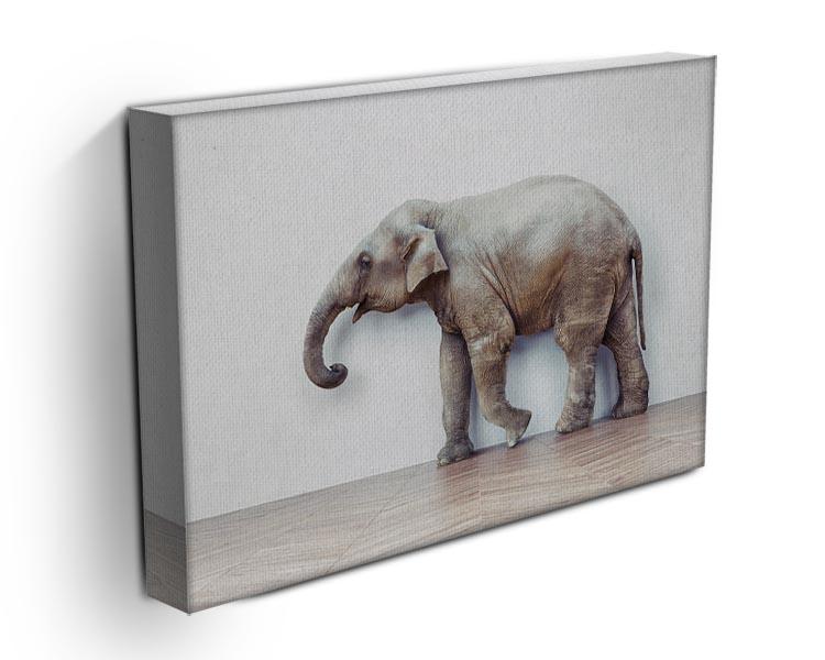 The elephant calm in the room near white wall Canvas Print or Poster - Canvas Art Rocks - 3
