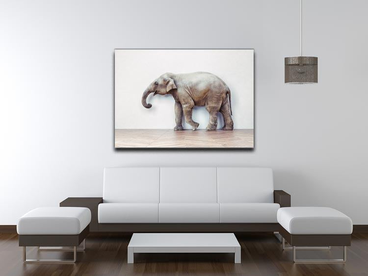 The elephant calm in the room near white wall Canvas Print or Poster - Canvas Art Rocks - 4