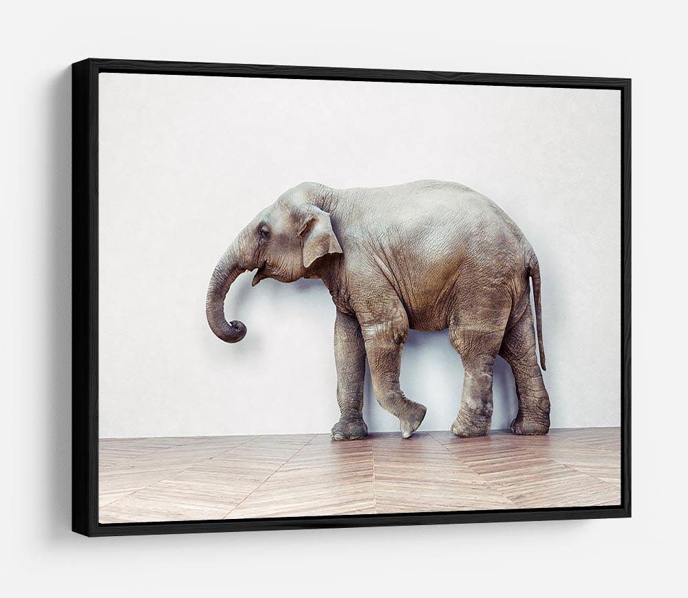 The elephant calm in the room near white wall HD Metal Print - Canvas Art Rocks - 6