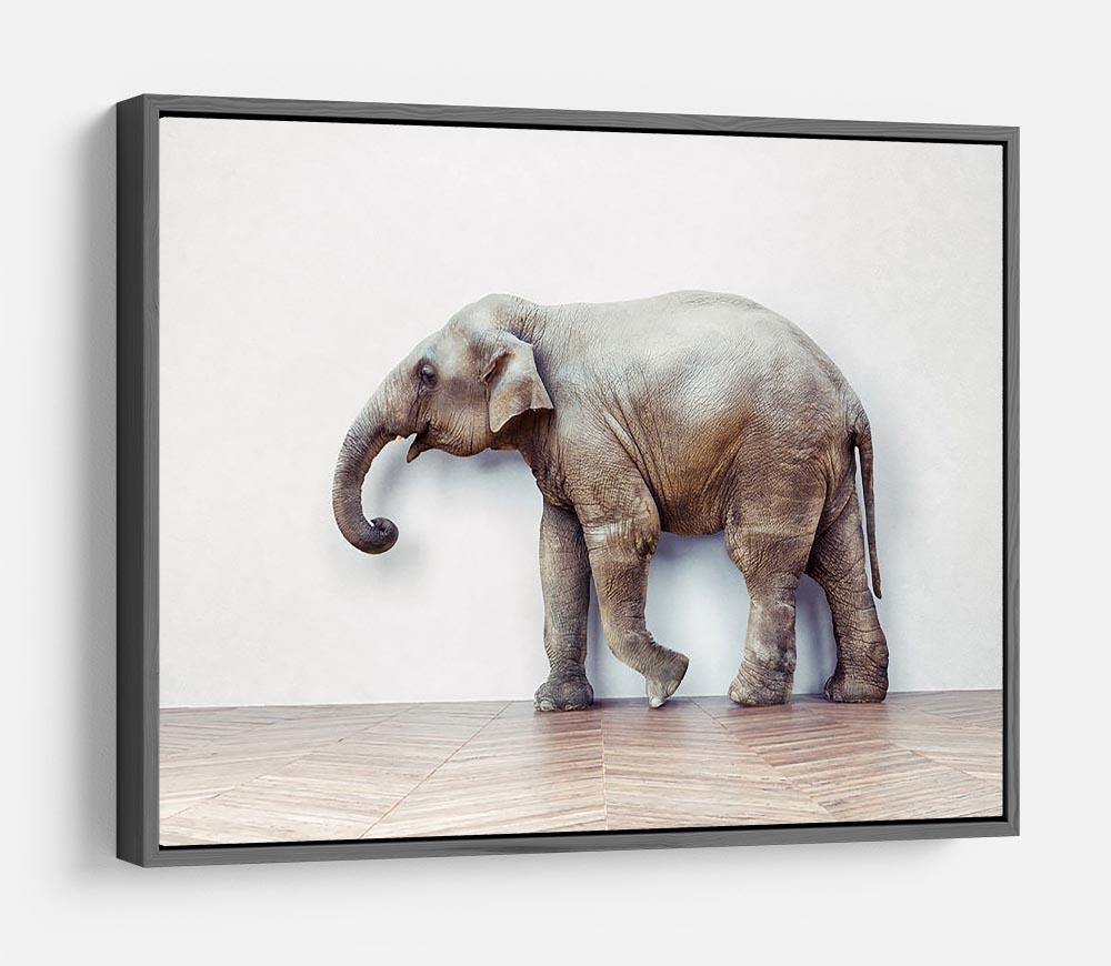 The elephant calm in the room near white wall HD Metal Print - Canvas Art Rocks - 9