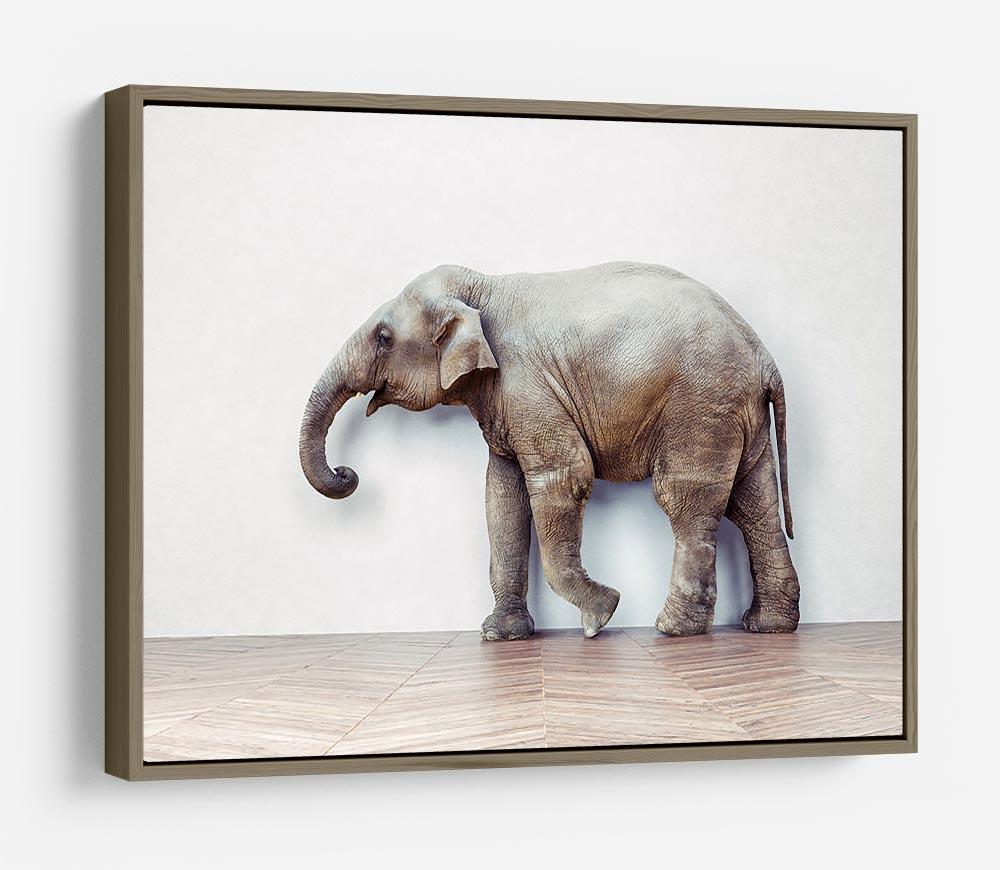 The elephant calm in the room near white wall HD Metal Print - Canvas Art Rocks - 10