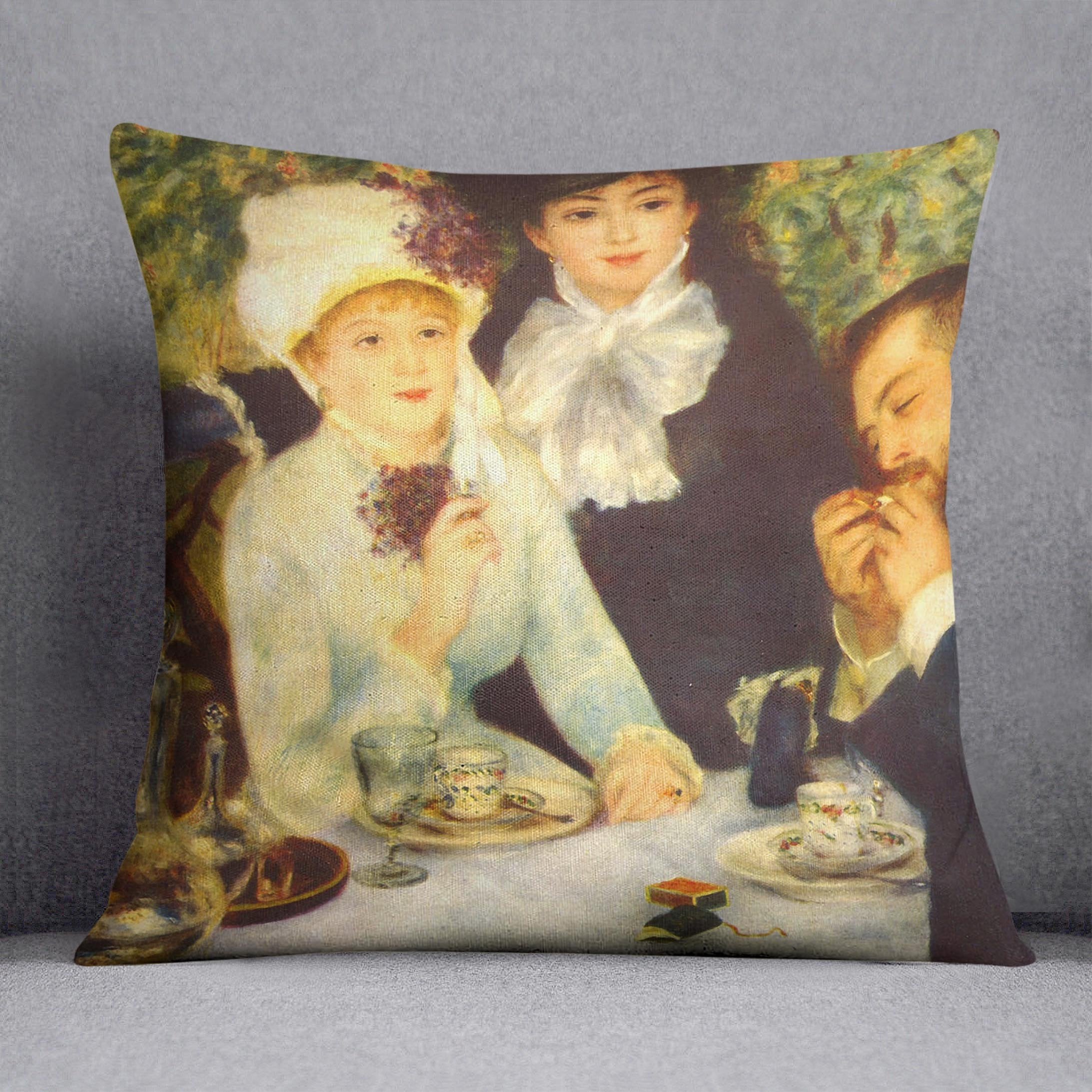 The end of the breakfast by Renoir Throw Pillow