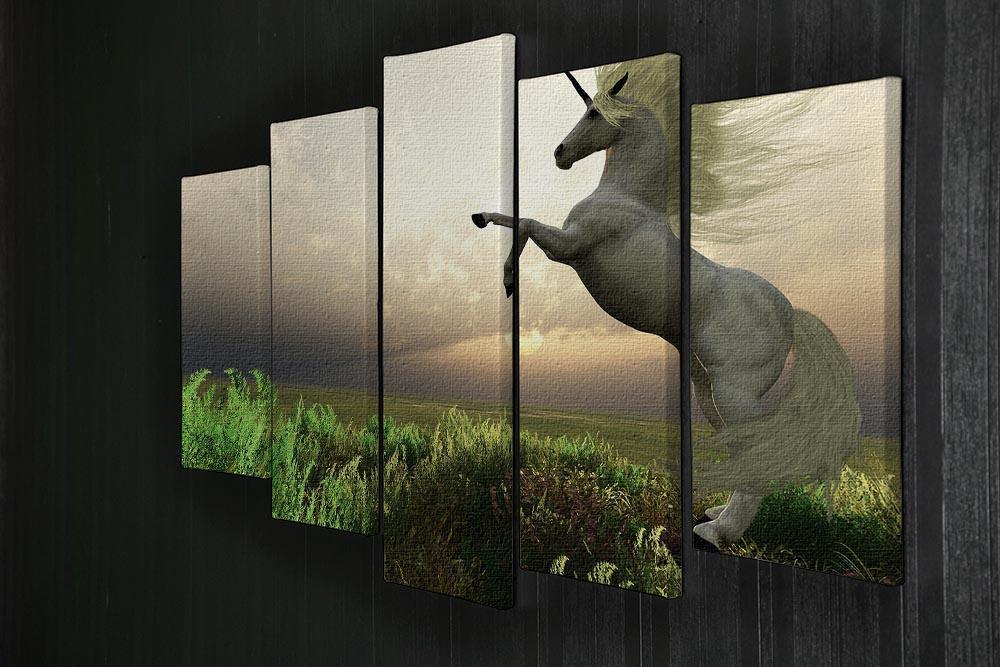 The fabled Unicorn Stag 5 Split Panel Canvas  - Canvas Art Rocks - 2