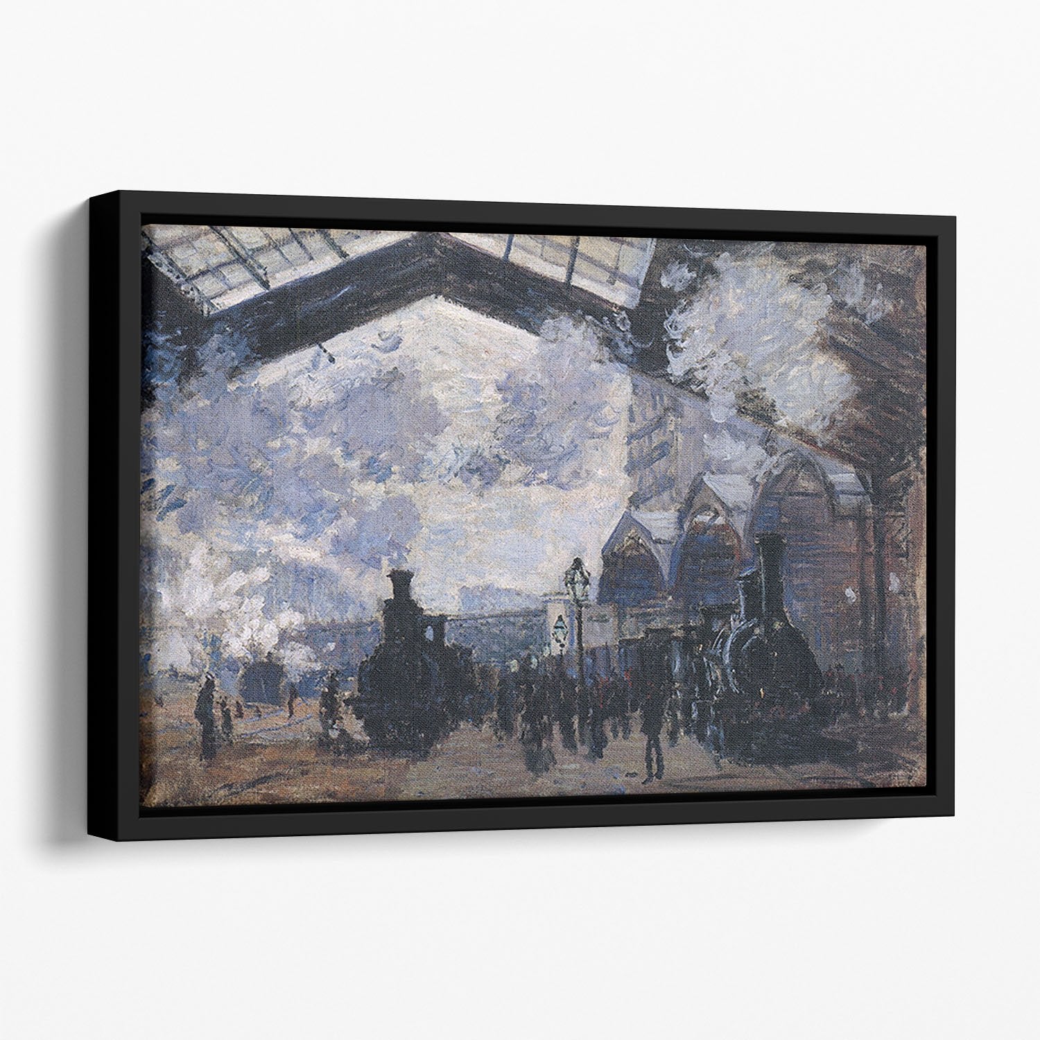 The gare St Lazare 2 by Monet Floating Framed Canvas