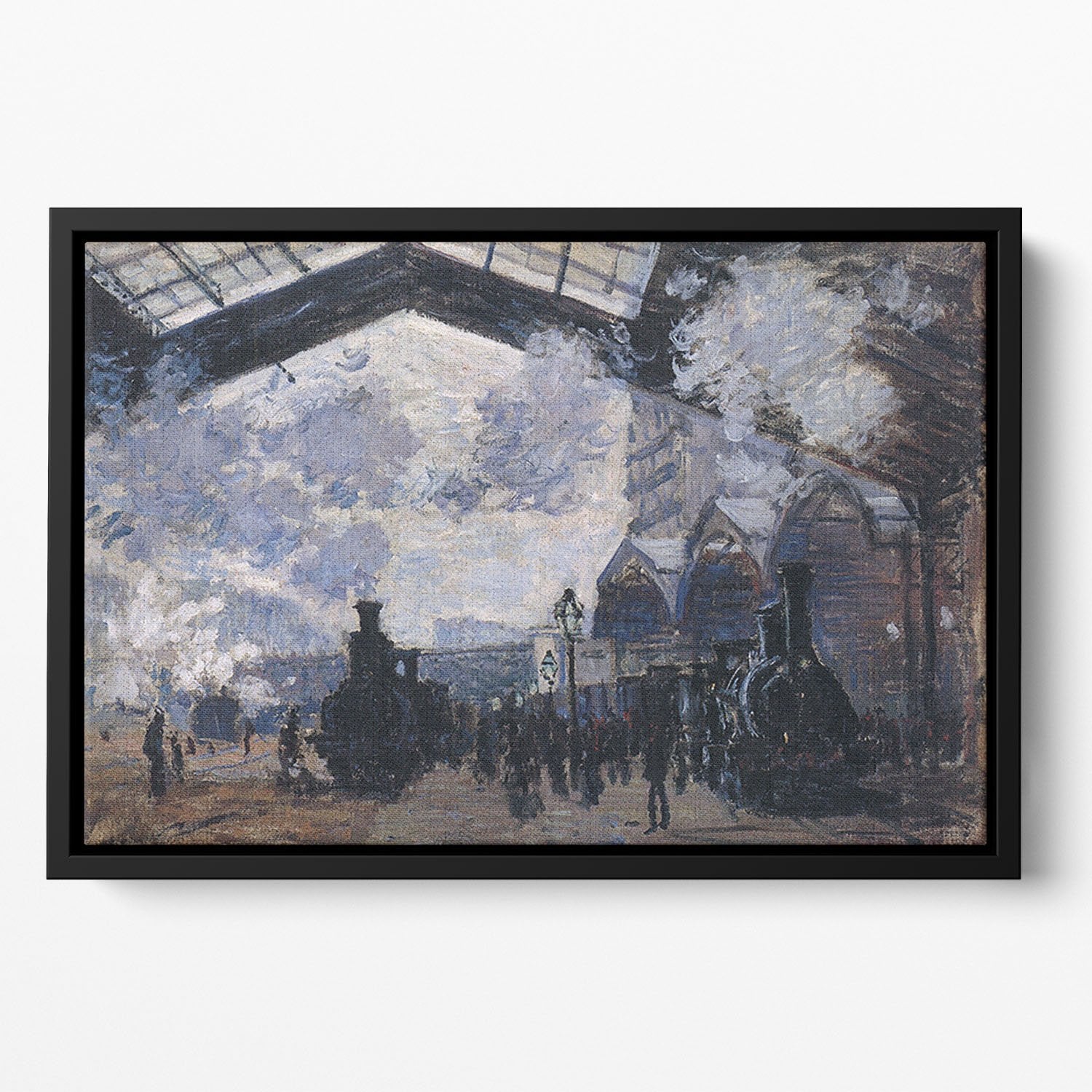 The gare St Lazare 2 by Monet Floating Framed Canvas