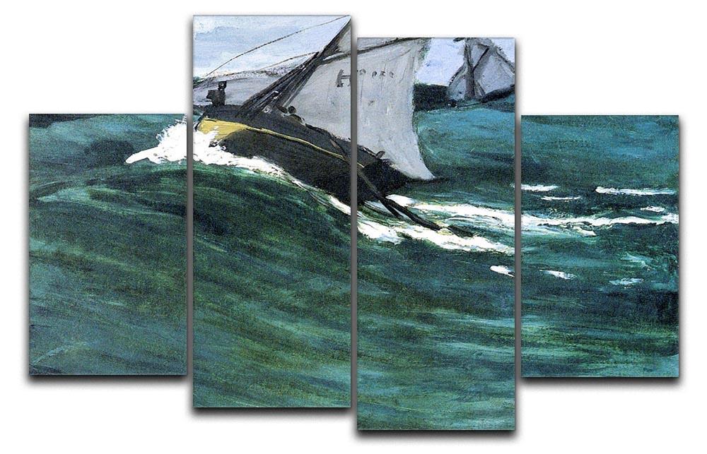 The green wave by Monet 4 Split Panel Canvas  - Canvas Art Rocks - 1