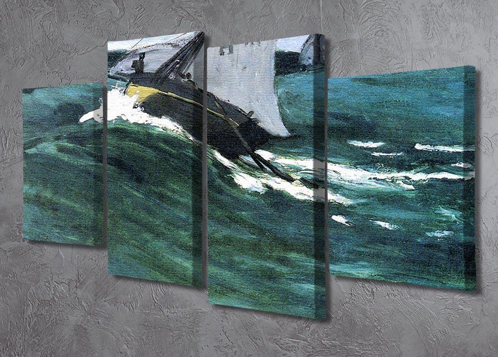 The green wave by Monet 4 Split Panel Canvas - Canvas Art Rocks - 2