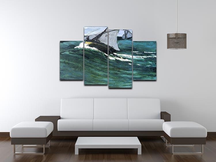 The green wave by Monet 4 Split Panel Canvas - Canvas Art Rocks - 3