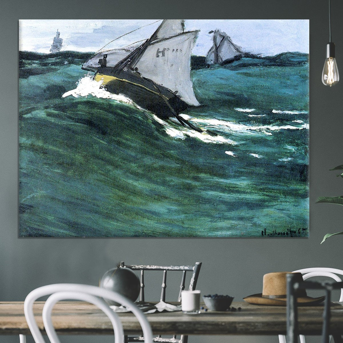 The green wave by Monet Canvas Print or Poster