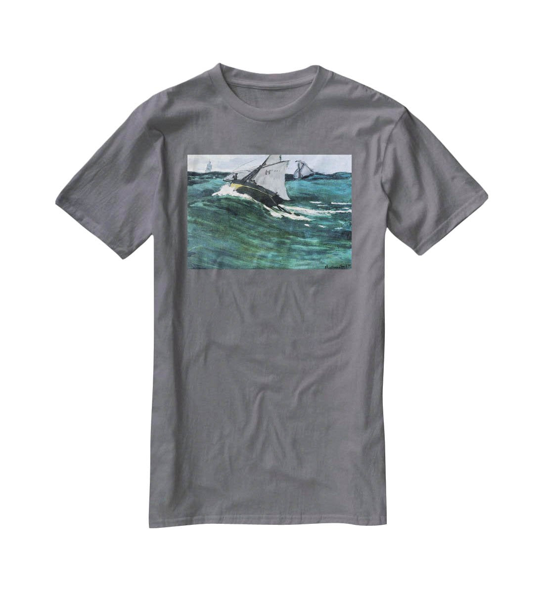 The green wave by Monet T-Shirt - Canvas Art Rocks - 3