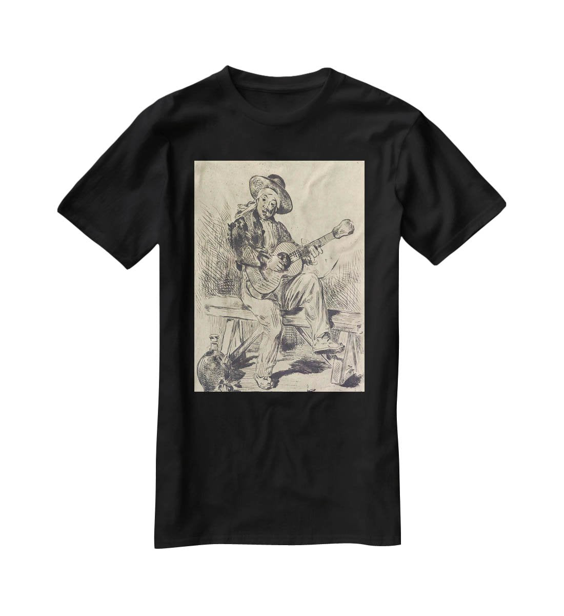 The guitar Player by Manet T-Shirt - Canvas Art Rocks - 1