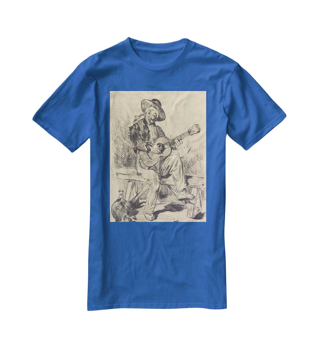The guitar Player by Manet T-Shirt - Canvas Art Rocks - 2