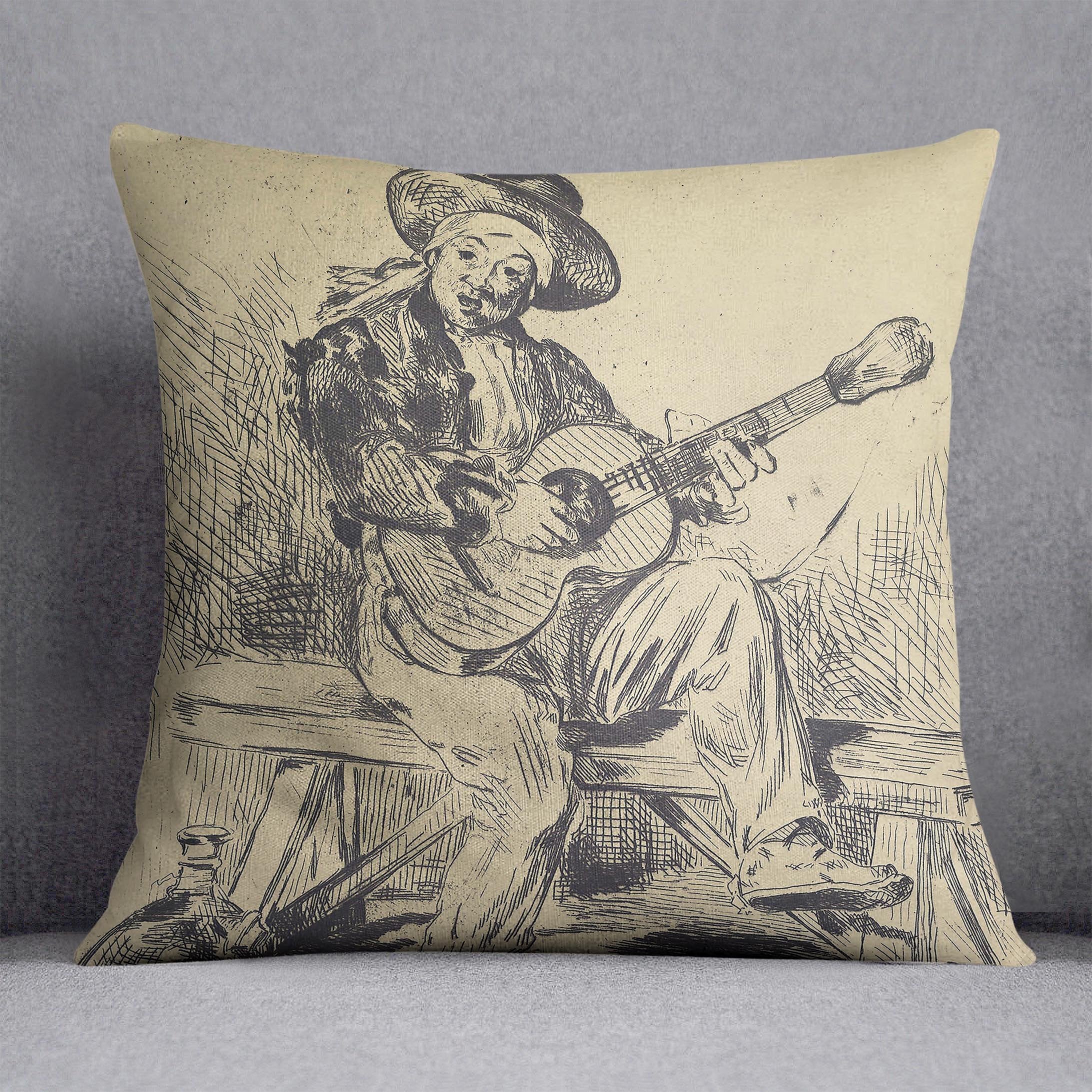 The guitar Player by Manet Throw Pillow