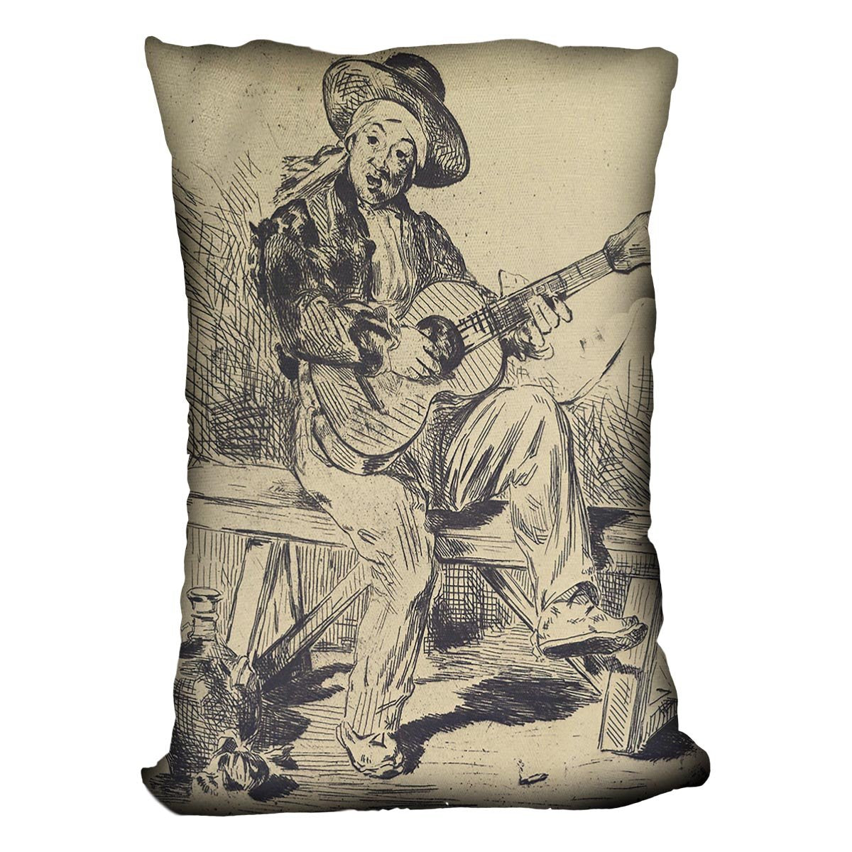 The guitar Player by Manet Throw Pillow