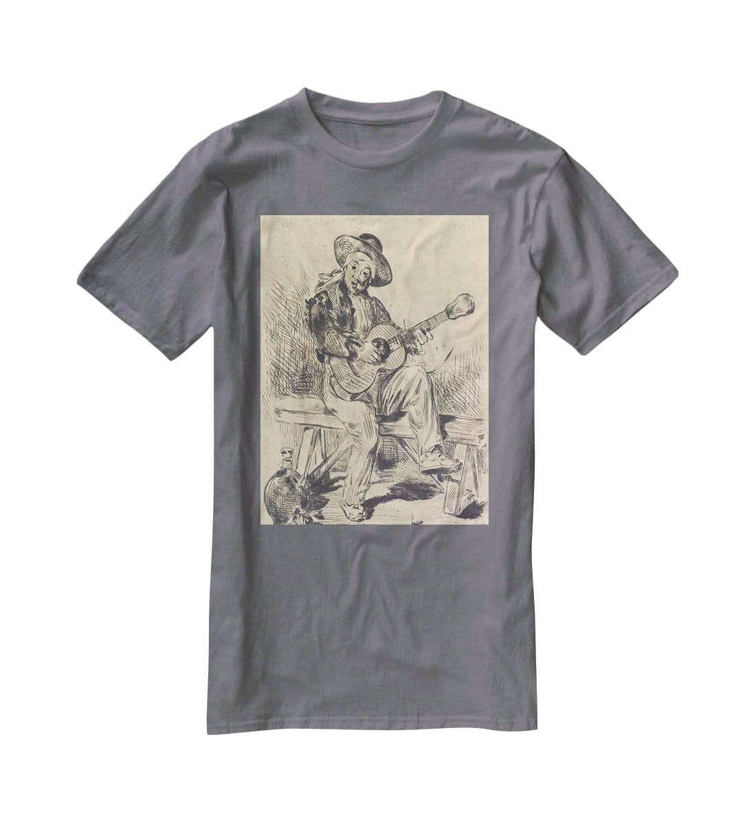 The guitar Player by Manet T-Shirt - Canvas Art Rocks - 3
