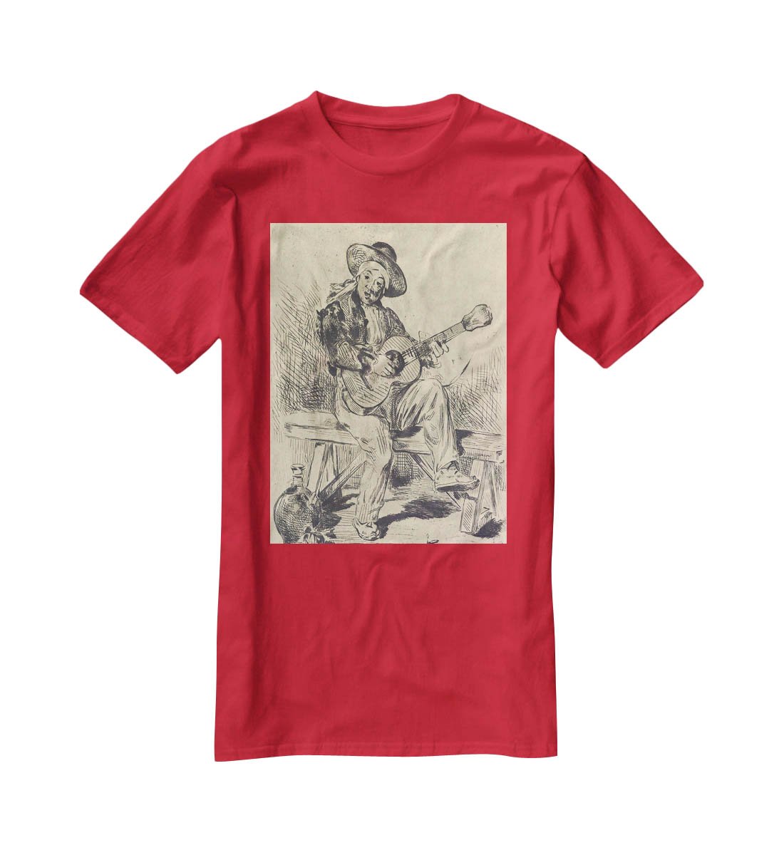 The guitar Player by Manet T-Shirt - Canvas Art Rocks - 4