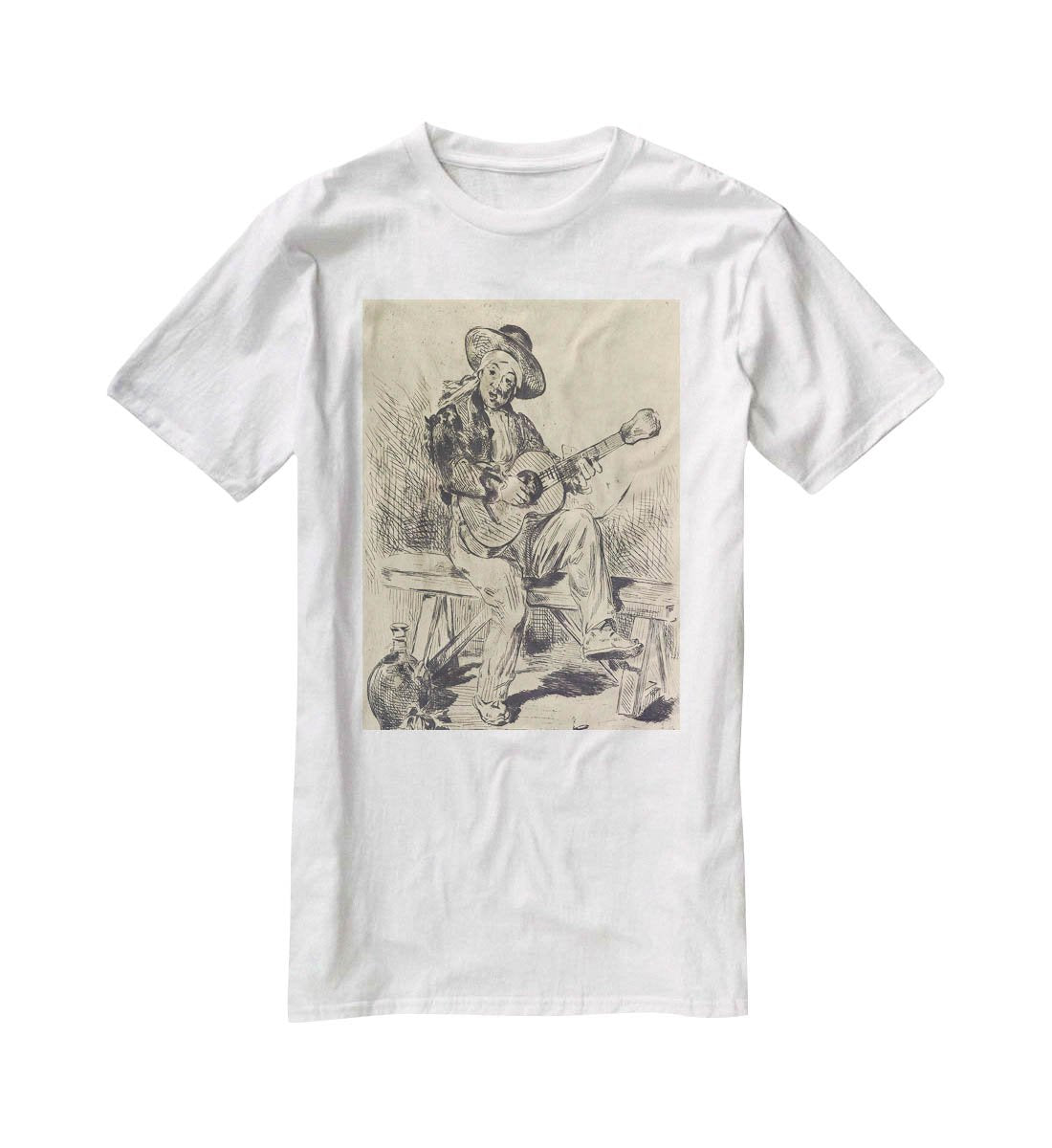 The guitar Player by Manet T-Shirt - Canvas Art Rocks - 5