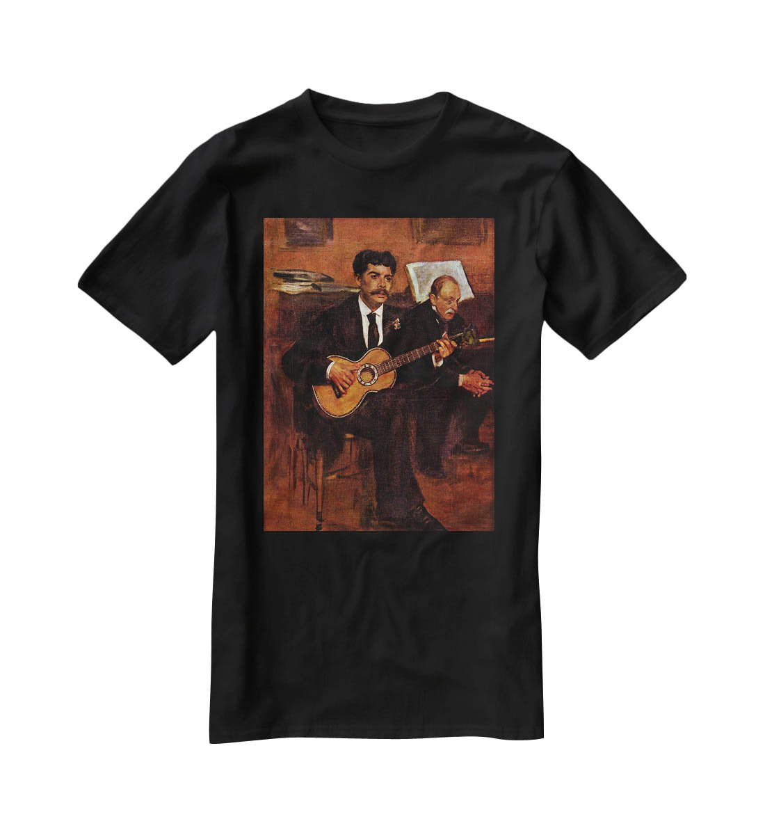 The guitarist Pagans and Monsieur Degas by Degas T-Shirt - Canvas Art Rocks - 1
