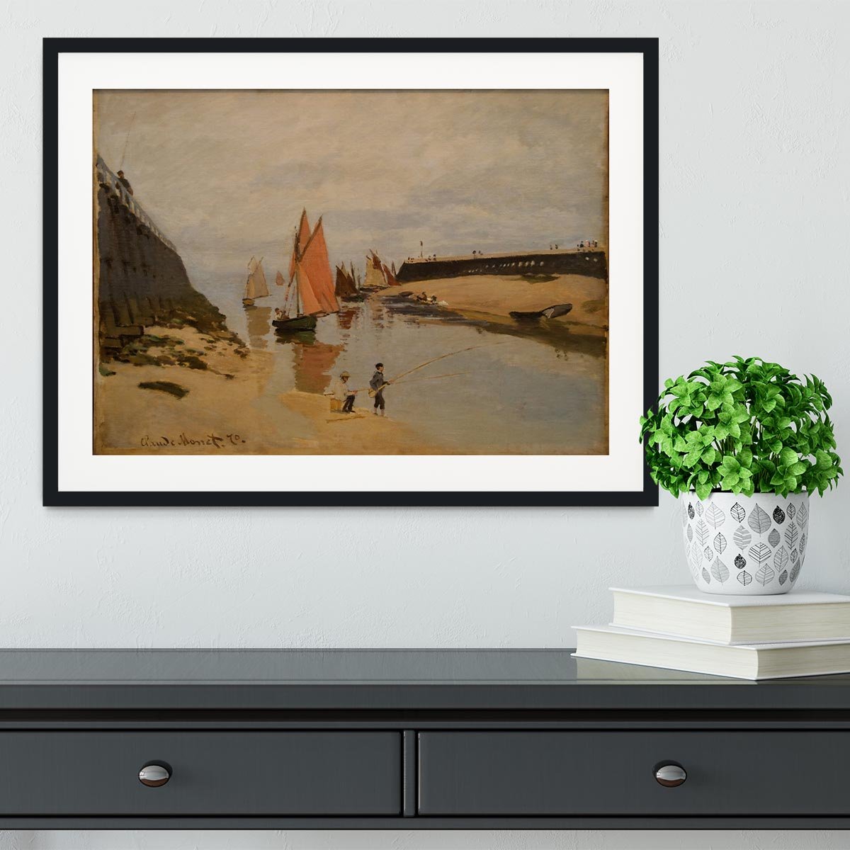The harbor at Trouville by Monet Framed Print - Canvas Art Rocks - 1