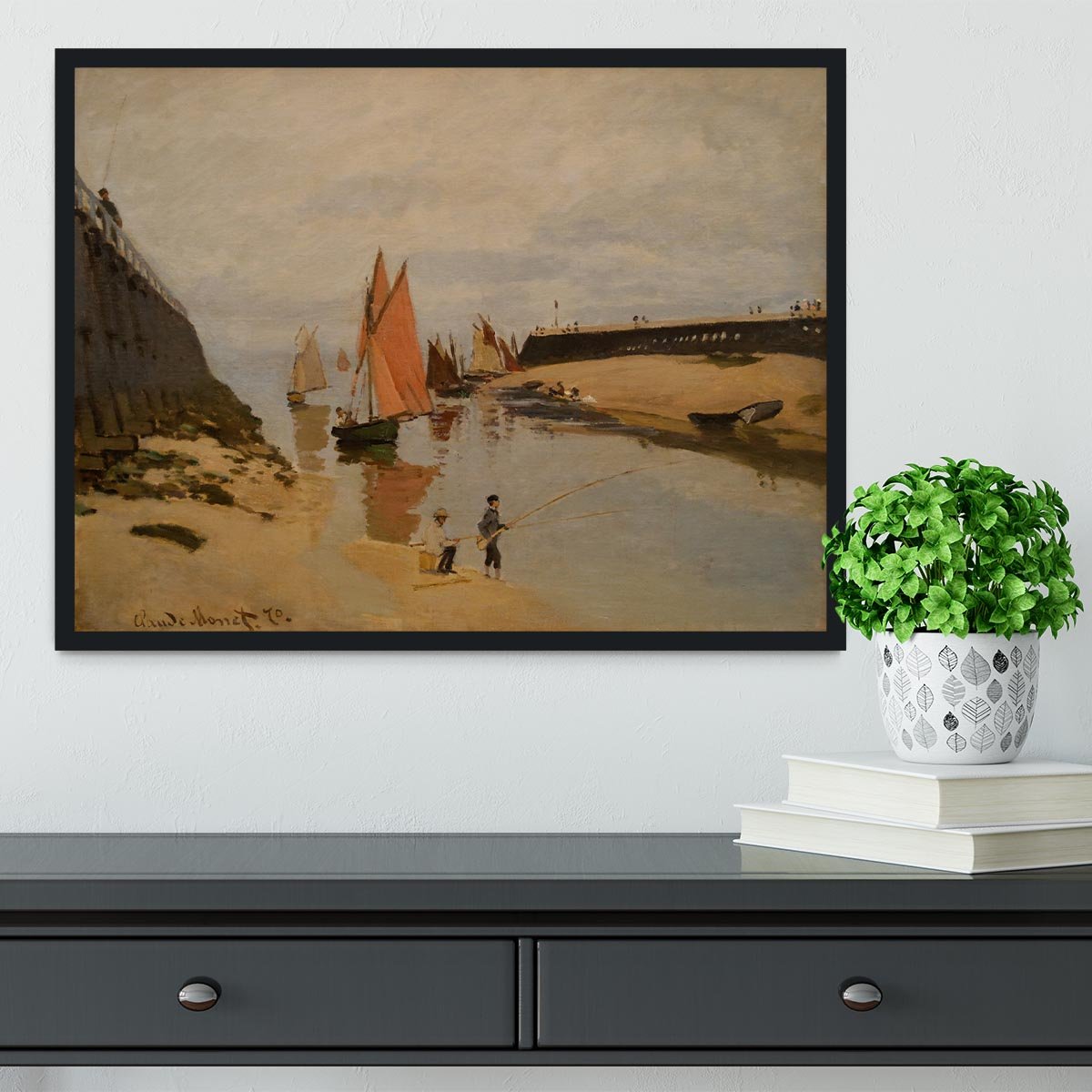 The harbor at Trouville by Monet Framed Print - Canvas Art Rocks - 2