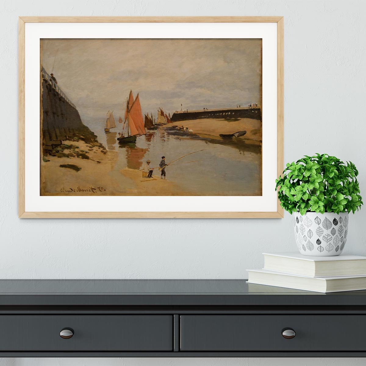 The harbor at Trouville by Monet Framed Print - Canvas Art Rocks - 3