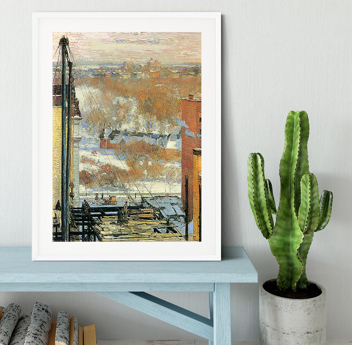 The hut and the skyscrapers by Hassam Framed Print - Canvas Art Rocks - 5