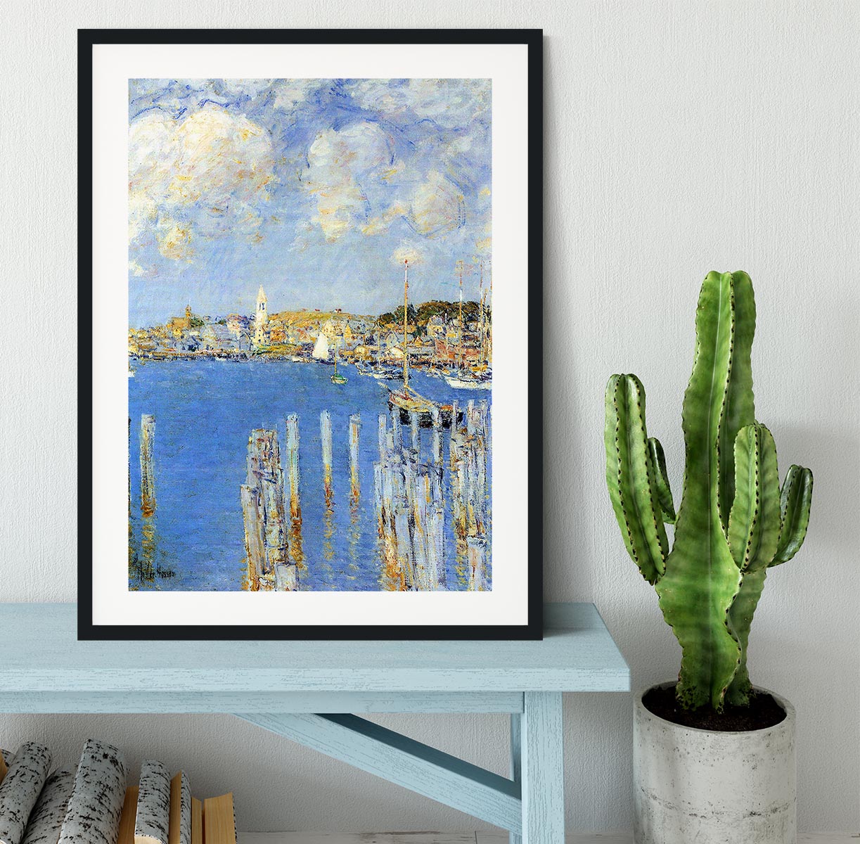 The inland port of Gloucester by Hassam Framed Print - Canvas Art Rocks - 1