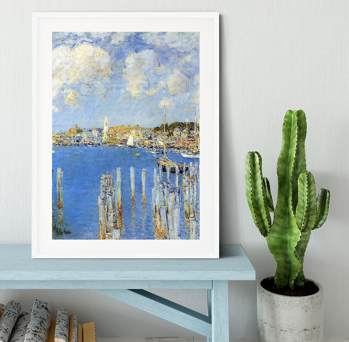 The inland port of Gloucester by Hassam Framed Print - Canvas Art Rocks - 5